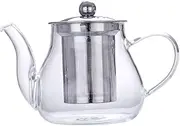 CHICAMPERA 1Set Glass Teapot with Infuser Portable Transparent Kettle for Home Office Heat Resistant Design Present for Tea Lovers