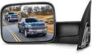 SCITOO Towing Mirror Compatible With 1994-2001 For Dodge For Ram 1500 2002 For Dodge For Ram 2500 For Dodge For Ram 3500 A PC With Manual Adjusted No Heated No Turn Signal Light Black Housing