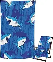 Ylnailky Microfiber Pool Towel - Fast Drying Beach Towel with Shark Pattern,Sandproof Lightweight Large Cleaning Wipe for Pool Gym Yoga Swimming Travel Vacation