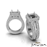 Diamond Engagement Pave Ring Platinum 950 Asscher Split Shank Semi Mount 2.52Ct