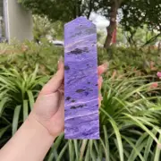640g 176mm Natural Charoite Obelisk Quartz Crystal Point Tower Healing Decor