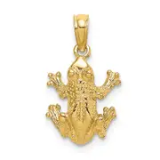 14k Yellow Gold 2-D Textured Top View Frog Charm