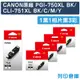 【CANON】PGI-750XLBK+CLI-751XLBK/C/M/Y原廠墨水匣-1黑1相片黑3彩 (10折)