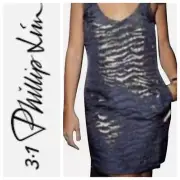 NWT 3.1 Phillip Lim Suspender Dress Raisin Purple Metallic Gold Size 2 $585