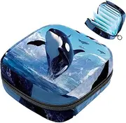 Period Bag,Sanitary Napkin Storage Bag,Antarctic Ocean Whale,Tampon Bag for Purse