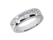 Natural 1.15Ct Princess Cut Classic Channel Set Mens Ring 10K White Gold