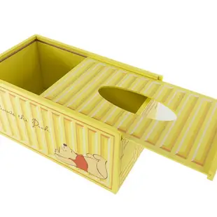 小禮堂 迪士尼 小熊維尼 木製滑蓋面紙盒 抽取式紙巾盒 衛生紙盒 (黃 貨櫃)
