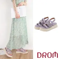 在飛比找momo購物網優惠-【DROM】厚底涼鞋 草編涼鞋/時尚歐美復古草編厚底編織金屬