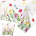 2pcs Floral Tablecloths, 108x54 Inch Spring Summer Plastic Floral Table Cloth