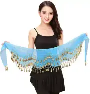 Womens Belly Dance Hip Scarf/Belly Dancing Skirt with 128 Coins/Belly Dance Belt