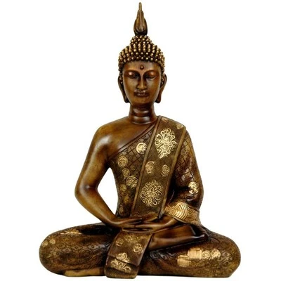 Oriental Furniture 11 in. Thai Sitting Buddha Decorative Statue