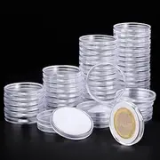 60p Clear Plastic Coin Capsules, Silver Dollar Holder, 40mm Storage, Holders for Collectors With Adjustable Gasket (17/20/25/27/30/33/38/40mm)