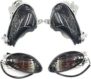 KIXURO for Hayabusa GSX1300R GSXR GSX-R 1300 08-20 E-Marked Rear Turn Signals Blinker Indicator Winkers Light Housing Lens Motorcycle Turn Signal Light(Black Front and Rear Smoke)