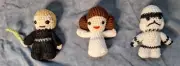 Lot Of 3 Star Wars Crochet Doll 4.5" HandMade Luke Skywalker Leia Storm Trooper