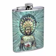 Buddha Art Em1 8oz Stainless Steel Flask Drinking Whiskey Liquor