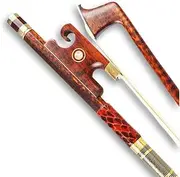YoungMonic Advanced Snake Wood Violin Bow 4/4 Full Size Straight Pretty Inlay AAA Bow for Violin (4/4 Violin Bow)