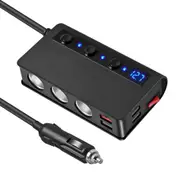 3 Way Multi Car Cigarette Lighter Socket Splitter 4 USB Charger/Power Adapter