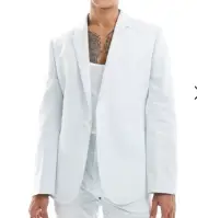 NWT Asos Design Slim Gingham Suit Jacket Light Blue U.S. Size 42 Sold Out