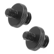 Mic Stand Adapter 3/8 Male to 1/4 Male Tripod Screw Double Sides Black 2 Pack