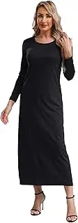 [Jugaoge] Womens Muslim Abayas Maxi Dress Long Sleeve Islamic Prayer Dresses Robe Arabian Kaftan