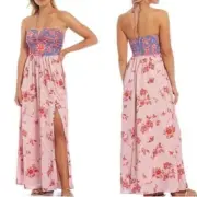Belle Badgley Mischka “”Delaney” Floral Halter Maxi Dress