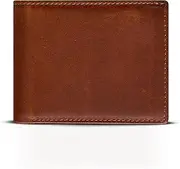 [Generic] Premium Slim Leather Wallet for Men, Crazy Horse Cattle Leather, 13 Card Holder Slots, Chain Coin Pocket, Chestnut Brown, 3 Note Compartments – Ideal Gifts for Men