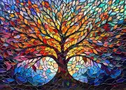 Stained Glass Puzzle Tree of Life Puzzles for Adults 1000 Pieces, Challenging