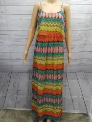 Red Camel Maxi Dress Spaghetti Strap Open Back Boho Multicolor XS New $46.00