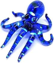 Handmade Mini 2" Blown Glass Mimic Octopus Figurines Figures Art, Blue, Collectible Dollhouse, Gift Ideas, Miniature Ocean Animals, Cool Stuff Decor No.10
