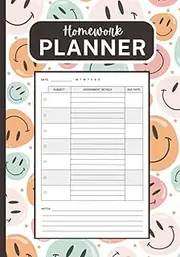 Homework Planner: Undated Daily & Weekly Schedule Organizer for Girls | Smiley Face Preppy Aesthetic | College, High School, Middle School & Homeschool Students