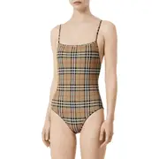 burberry Check One-Piece Swimsuit in Archive Beige Ip Chk at Nordstrom, Size Small