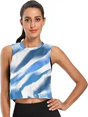 [Joisal] Tropical Summer Leaf Flower Tank Top for Women Athletic Quick Dry Running Tank Top