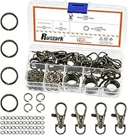 Rustark 125Pcs Antique Key Chain Rings Set Include Jump Rings Lobster Claw Clasps Keychain Hooks with Key Rings for Necklace Bracelet Crafts Jewelry Making