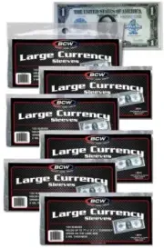 600 BCW LARGE BILL CURRENCY SLEEVES, FITS 7-7/16 X 3-1/4 NOTES (#CS132)