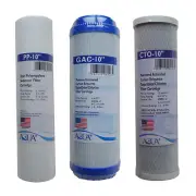 Reverse Osmosis RO Replacement Set of 3 Filters: Sediment, GAC and CTO 10" long