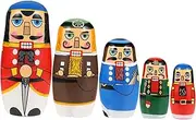 NAMOARLY Nutcracker Nesting Dolls Wooden Matryoshka Educational Toy Dolls for Boys and Girls Home Decor Craft Toys for Family