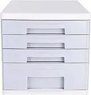 VUCICA Desktop File Cabinet, 4-Layer Drawer Storage Organization, with Blank Label，Suitable for Office Supplies Plastic, Light Grey
