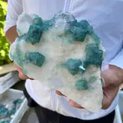 2.9lb NATURAL Green Cube FLUORITE Quartz Crystal Cluster Mineral Specimen