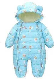 [Generic] Girls Bib Snow Pants Romper Outerwear Boy Ear Baby Bear Snowsuit Jumpsuit Zipper Winter Girl Hooded Coat Jacket Boys Coat&Jacket Girls Snowsuit Size 6 Blue