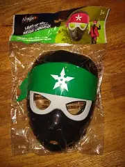 Halloween NINJA Black & Green LIGHT-UP Mask 9"x7"