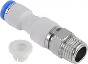 X AUTOHAUX Push to Connect Air Fittings 0.24" Quick Coupling External Thread l Elbow Plastic Metal 1/4" BSPT 1 Pc Blue White Silver Tone