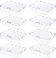 Thintinick 8-Pack Rectangular Plastic Storage Containers Box with Hinged Lid for Beads and Crafts, 4.5 x 3.3 x 1.1 inch / 115 x 85 x 28 mm (Translucent)