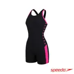 SPEEDO 2021 BOOM LOGO SPLICE 女人運動連身泳裝 黑/電氣粉紅