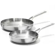 2pc OXO Stainless Steel Mira Series Frypan Cooking Set Kitchen Cookware Silver