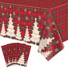 4 Pack Christmas Table Cloth Christmas Checkered Tablecloth Christmastree-4