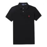 【RALPH LAUREN】RL POLO 經典刺繡小馬透氣排汗短袖POLO衫 上衣-黑色(PIMA棉/CUSTOM SLIM FIT/平輸品)