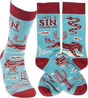 [Primitives by Kathy] Novelty Socks - I Feel A Sin Coming On, One Size, Unisex, LOL Collection, Multi