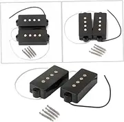 LIGIGWASH 4 String String Pb Bass Guitar Pickups Set Open Style Bridge Neck Pickups with Magnets Easy Installation Wax Potted for Noise Reduction Black