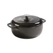 Lodge 6 Quart Dutch Oven, Enameled Cast Iron Cookware with Lid, Midnight Chrome