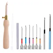 11Pcs Punch Needle Tool Kit Embroidery Stitching Punch Needle & Needle Threader Embroidery Poking T as shown